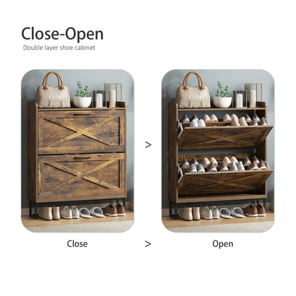 Shoe Storage Cabinet with Flip Drawers
