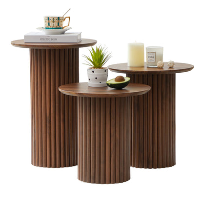 3Pc Round Nesting Table Set
