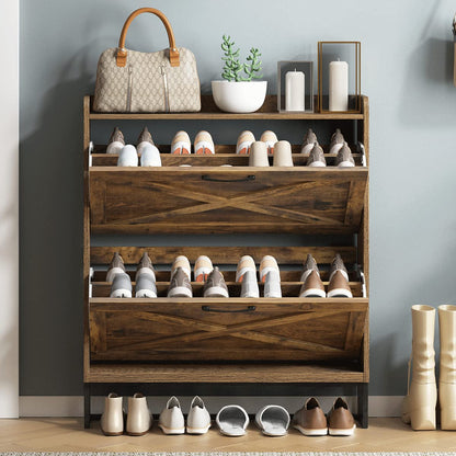 Shoe Storage Cabinet with Flip Drawers