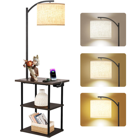 Floor Lamp with Table & Charging Station