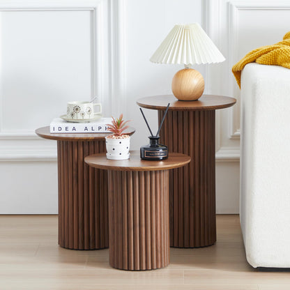 3Pc Round Nesting Table Set