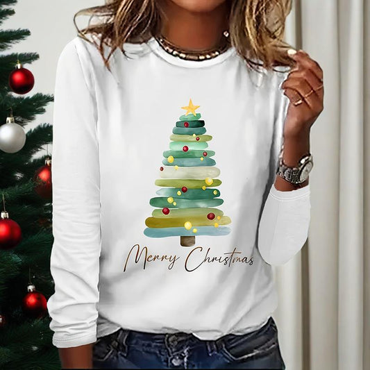 Women's Long Sleeve Merry Christmas T-Shirt