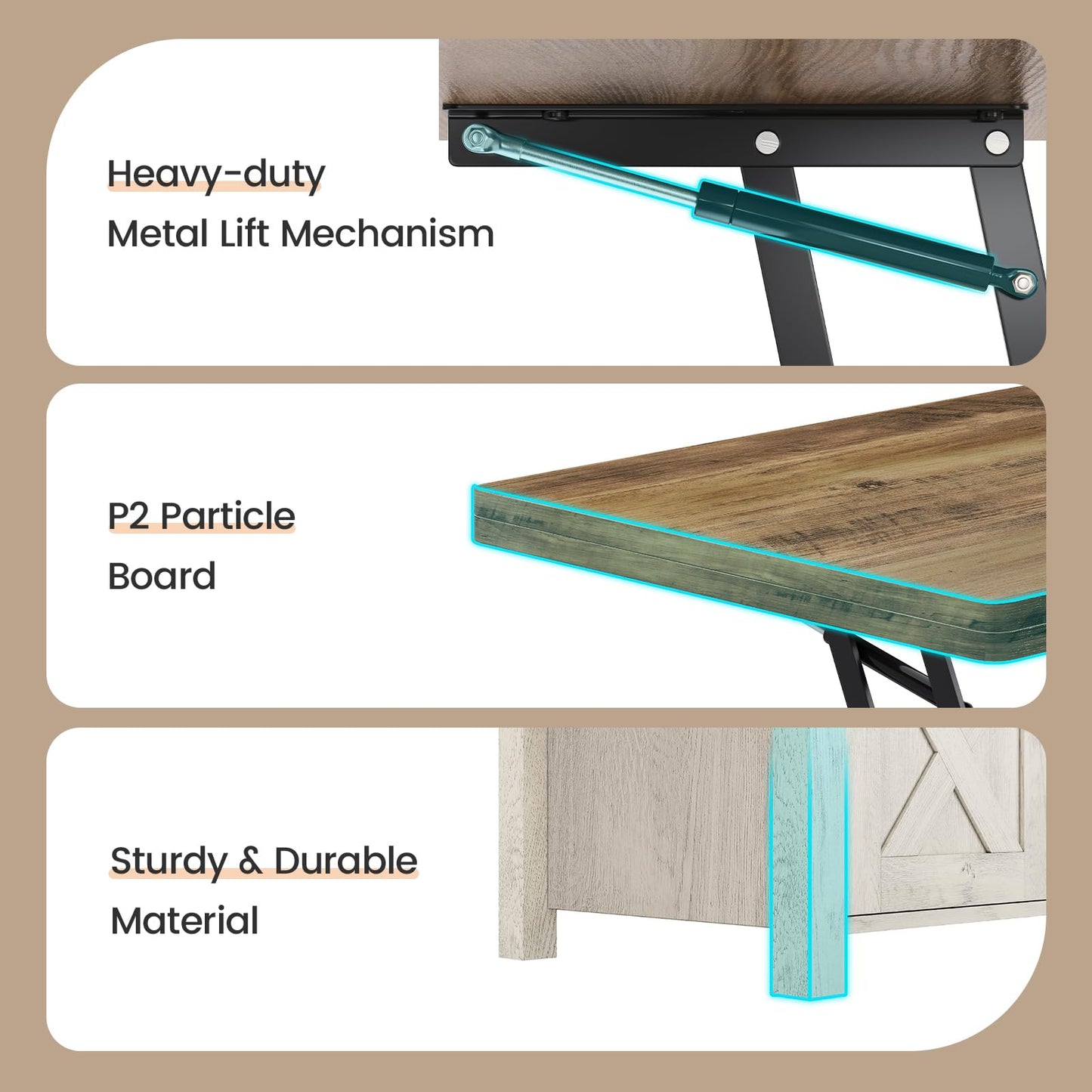 4-In-1 Lift-Top Coffee Table with Storage