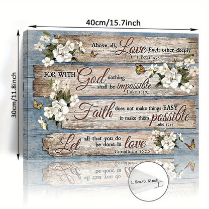 1 Piece Wood Frame Canvas Painting Christian Bible Verses