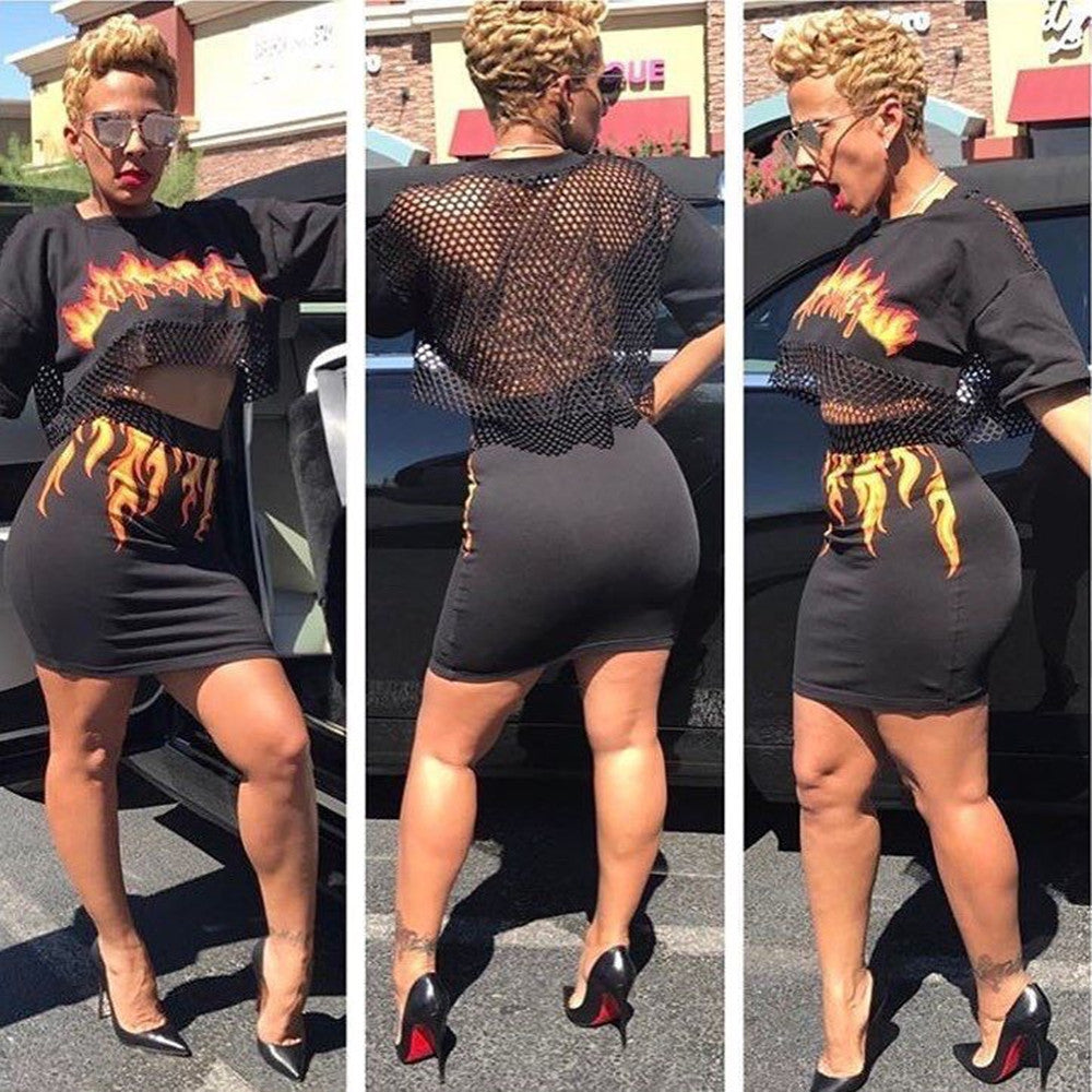 LS6048 AliExpress best selling European and American foreign trade women's wholesale fashion offset dress set two-piece nightclub clothing