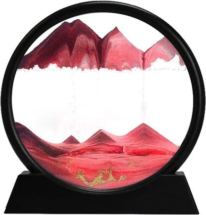 Moving Sand Art Picture Round Glass 3D Deep Sea Sandscape In Motion Display