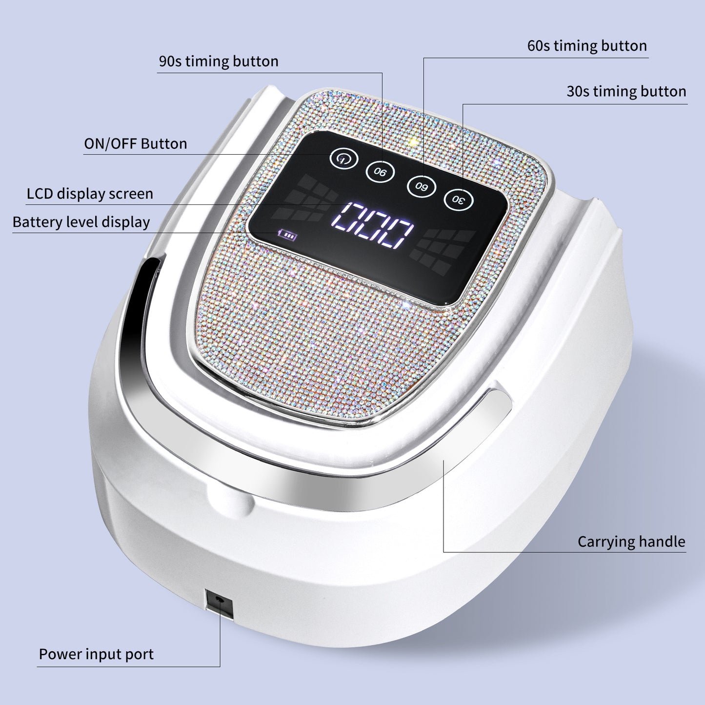 Rechargeable UV LED Nail Lamp, Cordless Nail Lamp For Gel Polish, UV Nail Lamp With 4 Timer Setting And Handle, Professional Nail UV Light For Gel Nails With 30 Beads For Salon And Home