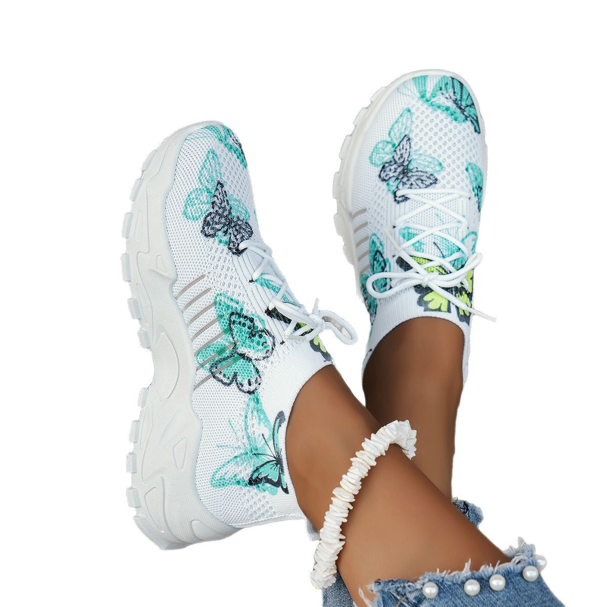 Women's Butterfly Print Running Sneakers