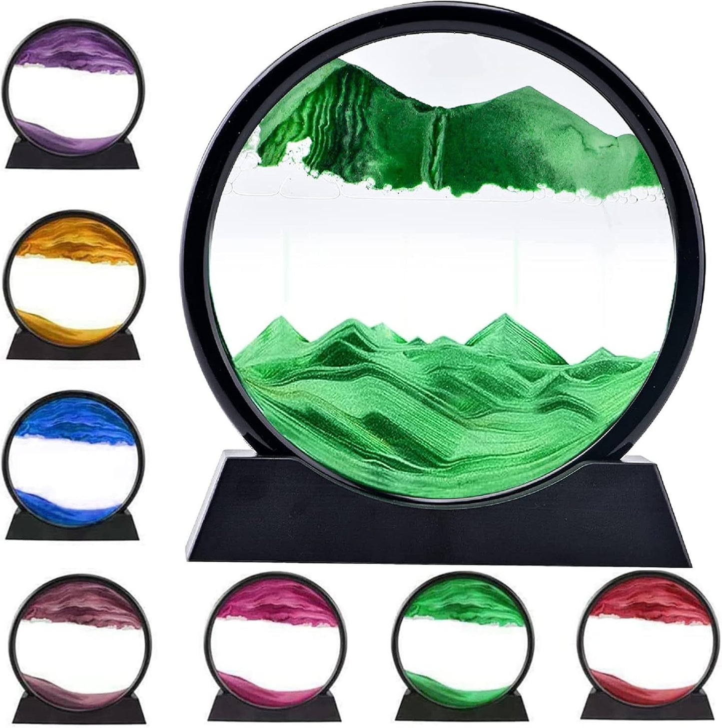 3D Dynamic Sand Art Liquid Motion, Moving Sand Art Picture Round Glass 3D Deep Sea Sandscape In Motion Display Flowing Sand Painting Relaxing Desk Toys