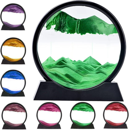 Moving Sand Art Picture Round Glass 3D Deep Sea Sandscape In Motion Display