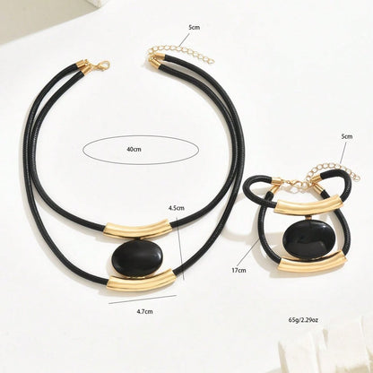 Gold Plated Golden Elegance  Black And Gold Statement Jewelry