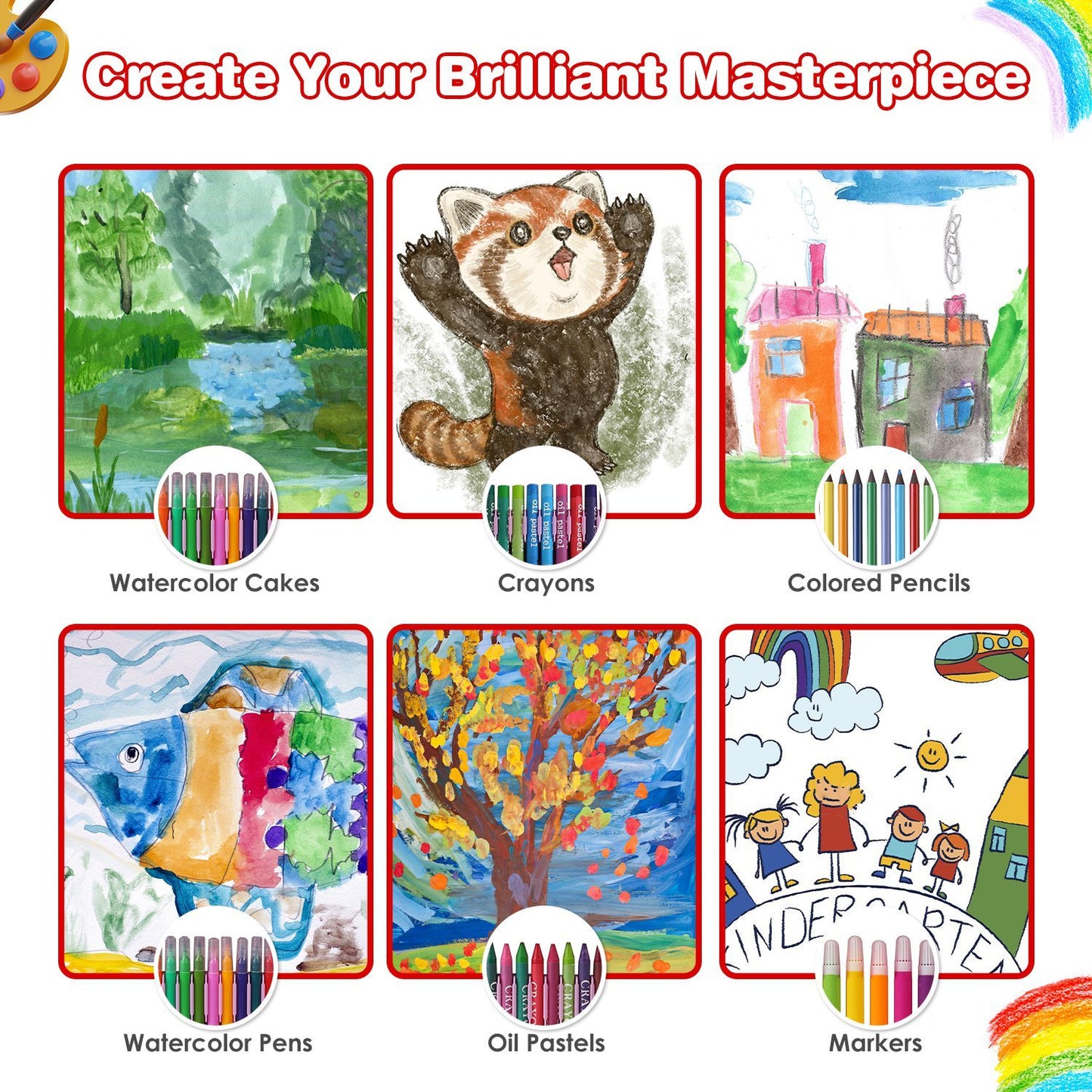 208Pcs Drawing Art Kit Art Supplies For 3 To 12Years Old Girls Boys Art Storage Box \Gift For Kids