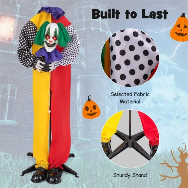 4.5FT Halloween Clown Decoration With LED Eyes And Phrase Recording