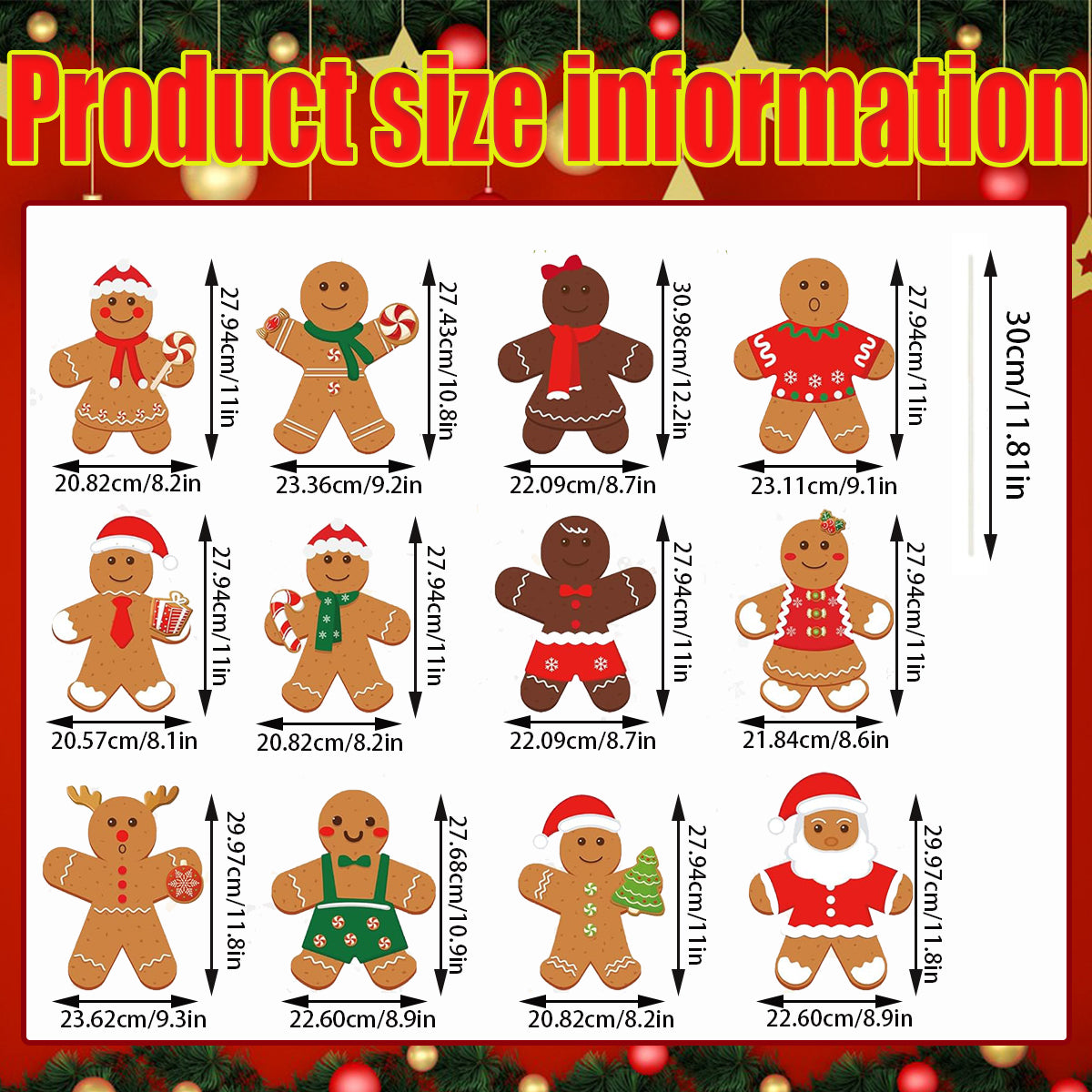 12 Pcs Christmas Gingerbread Man Yard Sign Waterproof