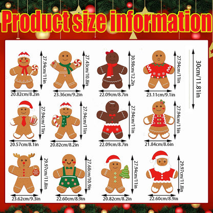 12 Pcs Christmas Gingerbread Man Yard Sign Waterproof