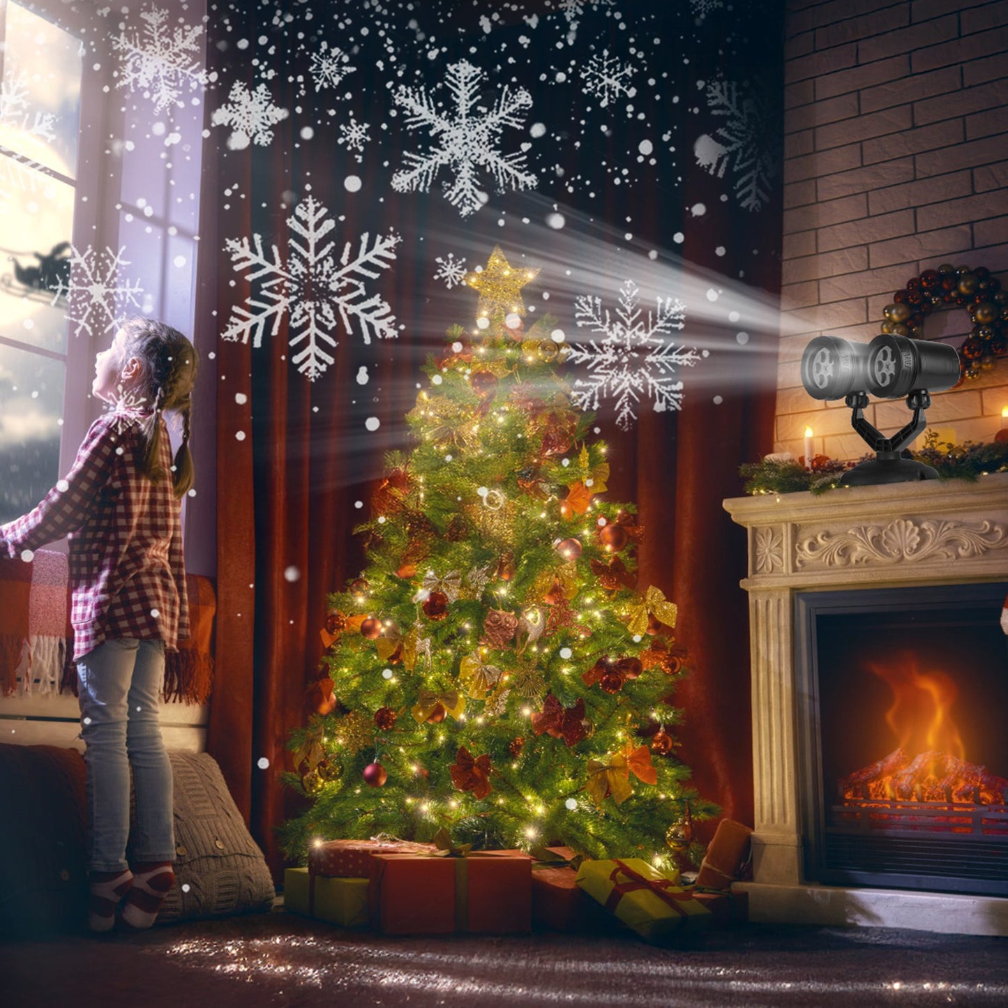 1Pc Christmas Snowflake Projector Stake Light