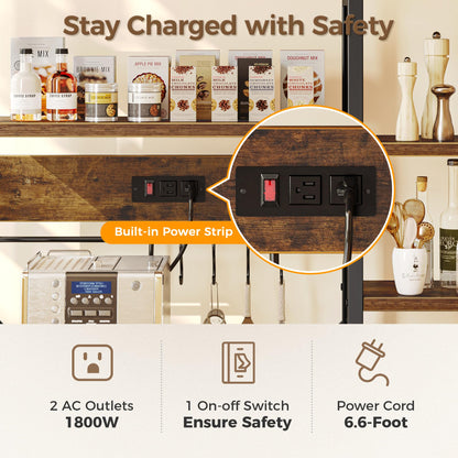 Large 6-Tier Bakers Rack with Power Outlets