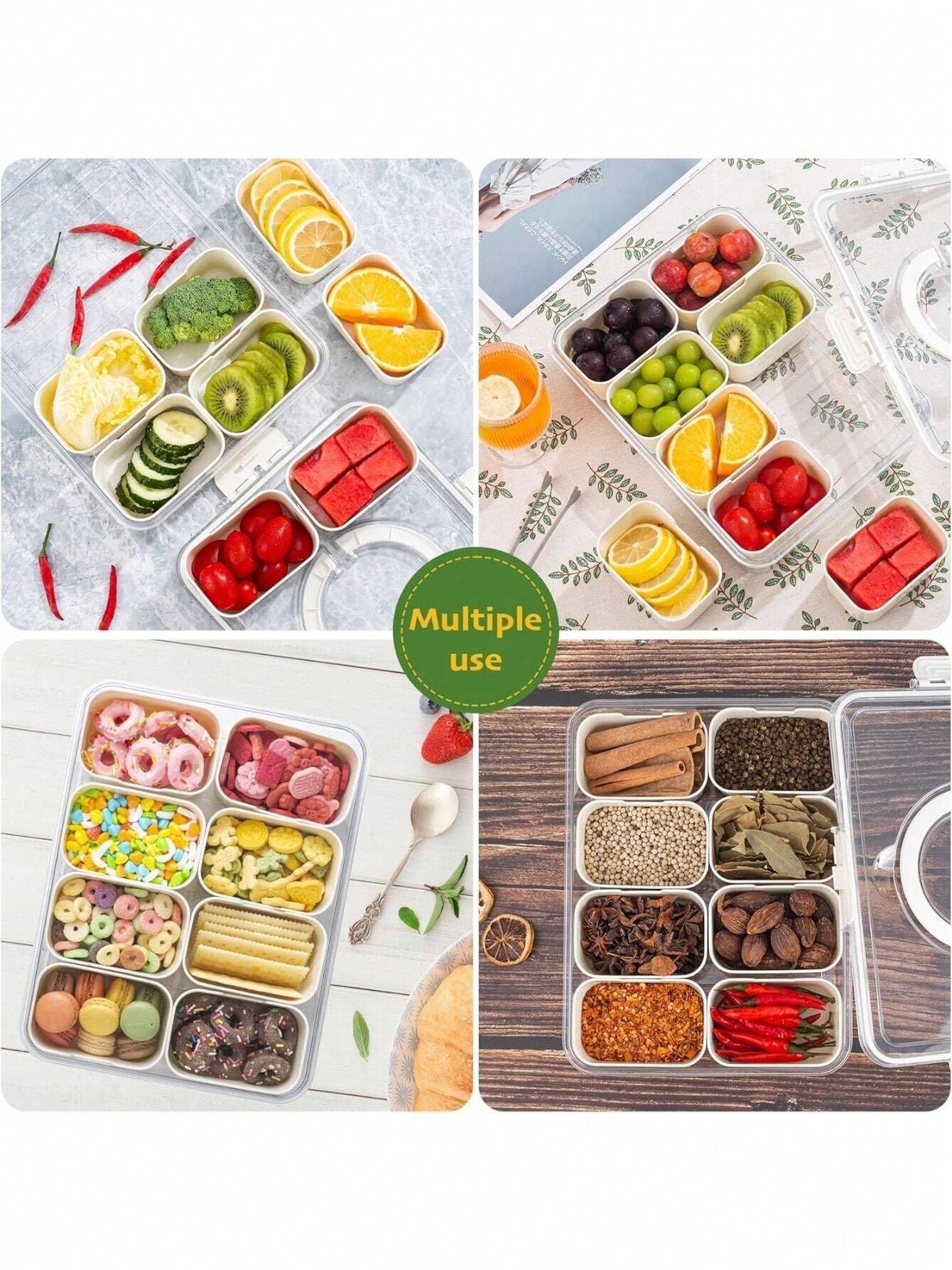 Divided Snack Box With Lid Clear Food Storage Container