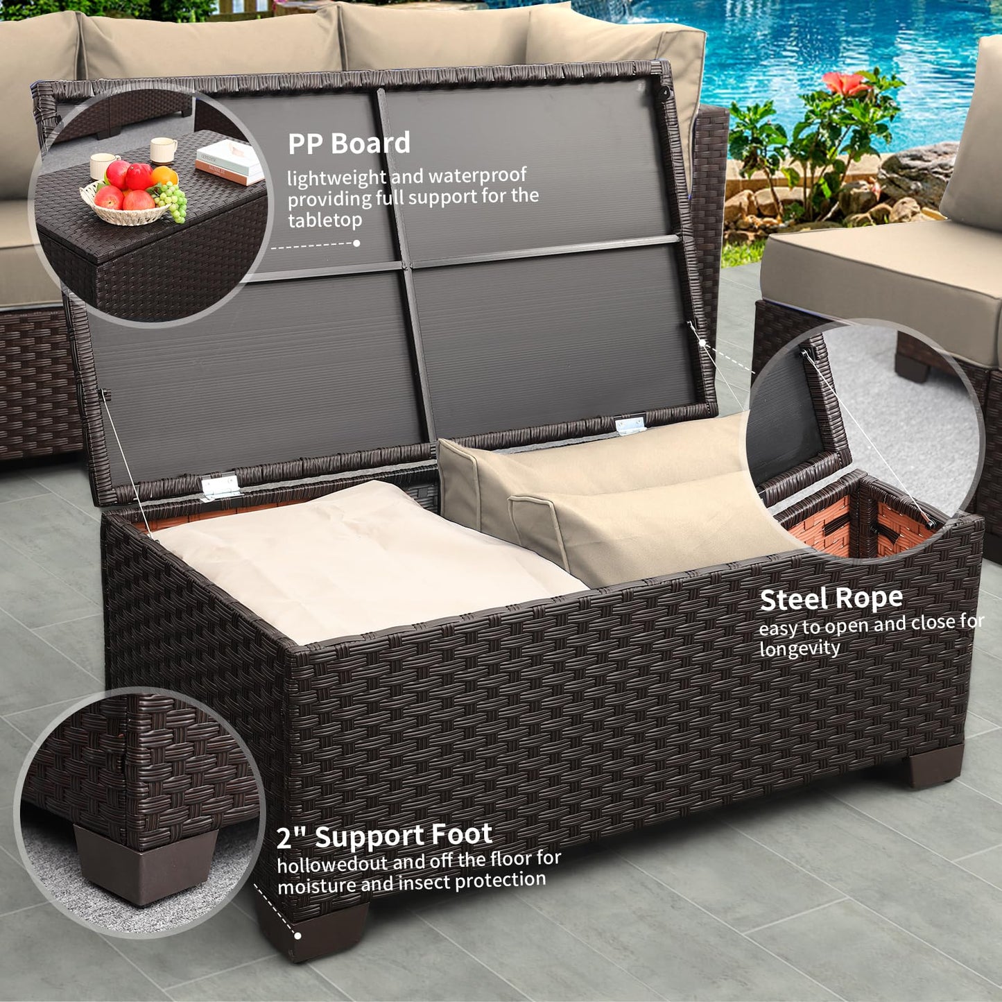 5Pc Coffee Outdoors Patio Set