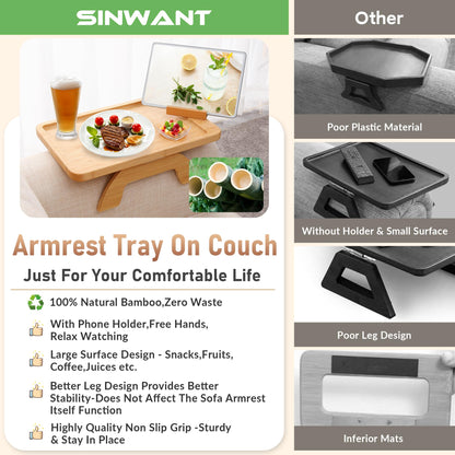 Bamboo Couch Arm Tray