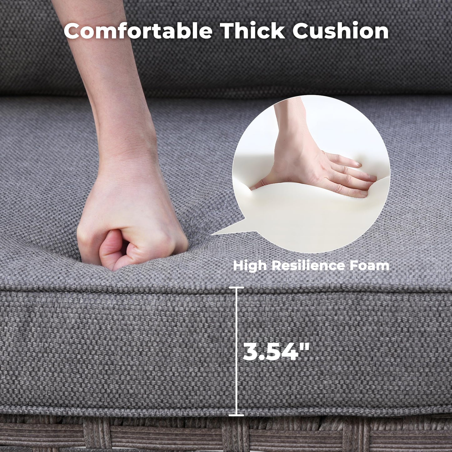 10 Pieces Patio Furniture Set, Outdoor Wicker Sectional Sofa with 30" Fire Pit Table & Swivel Chairs