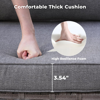 10 Pieces Patio Furniture Set, Outdoor Wicker Sectional Sofa with 30" Fire Pit Table & Swivel Chairs