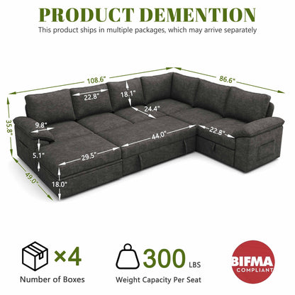 Sectional Sofa Sleeper with Pull Out Bed