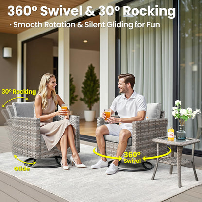 10 Pieces Patio Furniture Set, Outdoor Wicker Sectional Sofa with 30" Fire Pit Table & Swivel Chairs