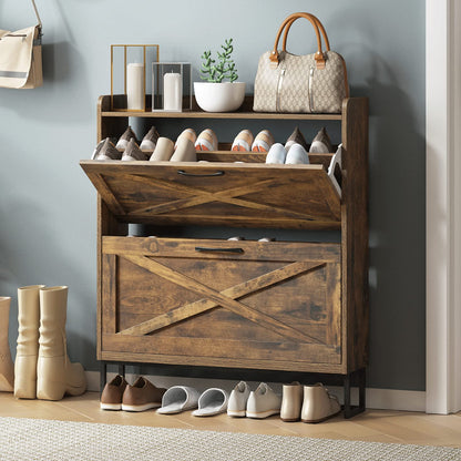 Shoe Storage Cabinet with Flip Drawers