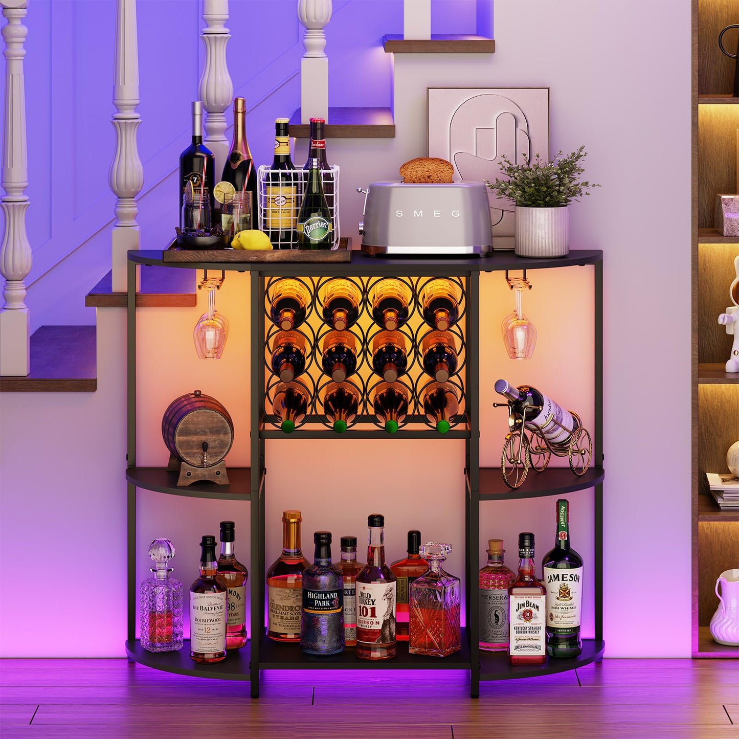 Wine Bar Cabinet with LED Lights
