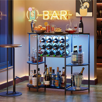 Wine Bar Cabinet with LED Lights