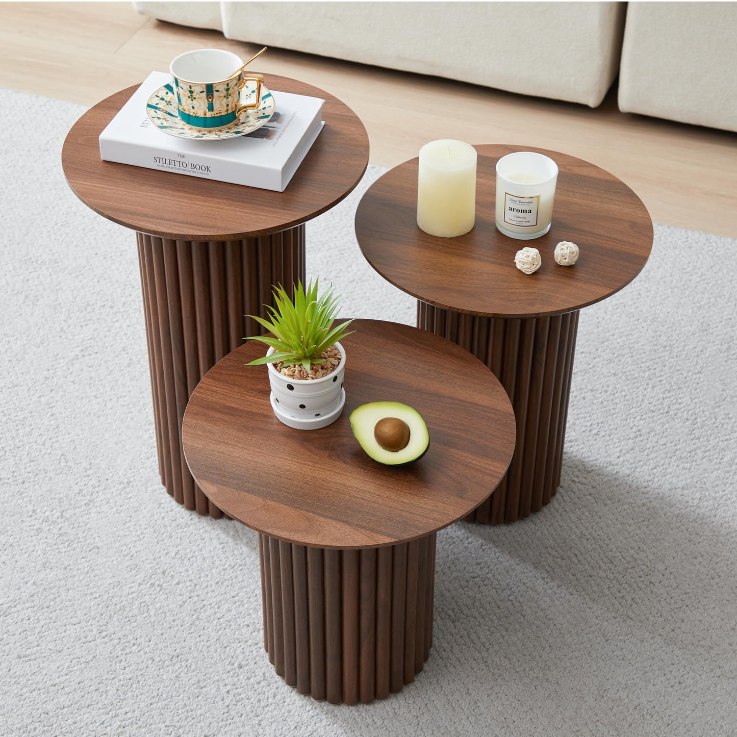 3Pc Round Nesting Table Set