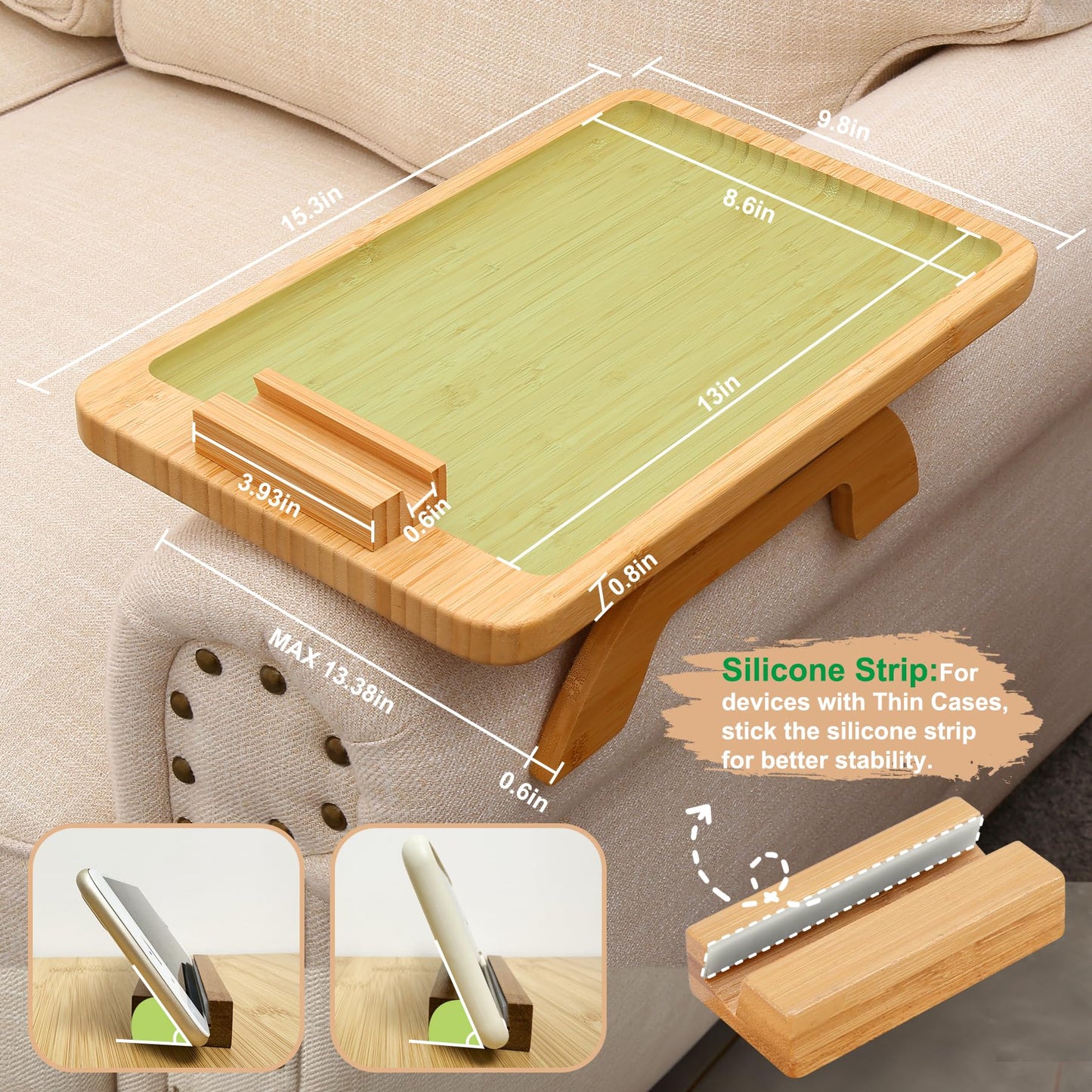 Bamboo Couch Arm Tray
