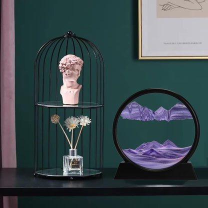 Moving Sand Art Picture Round Glass 3D Deep Sea Sandscape In Motion Display