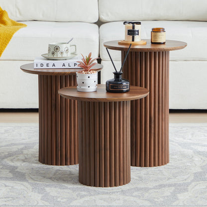 3Pc Round Nesting Table Set