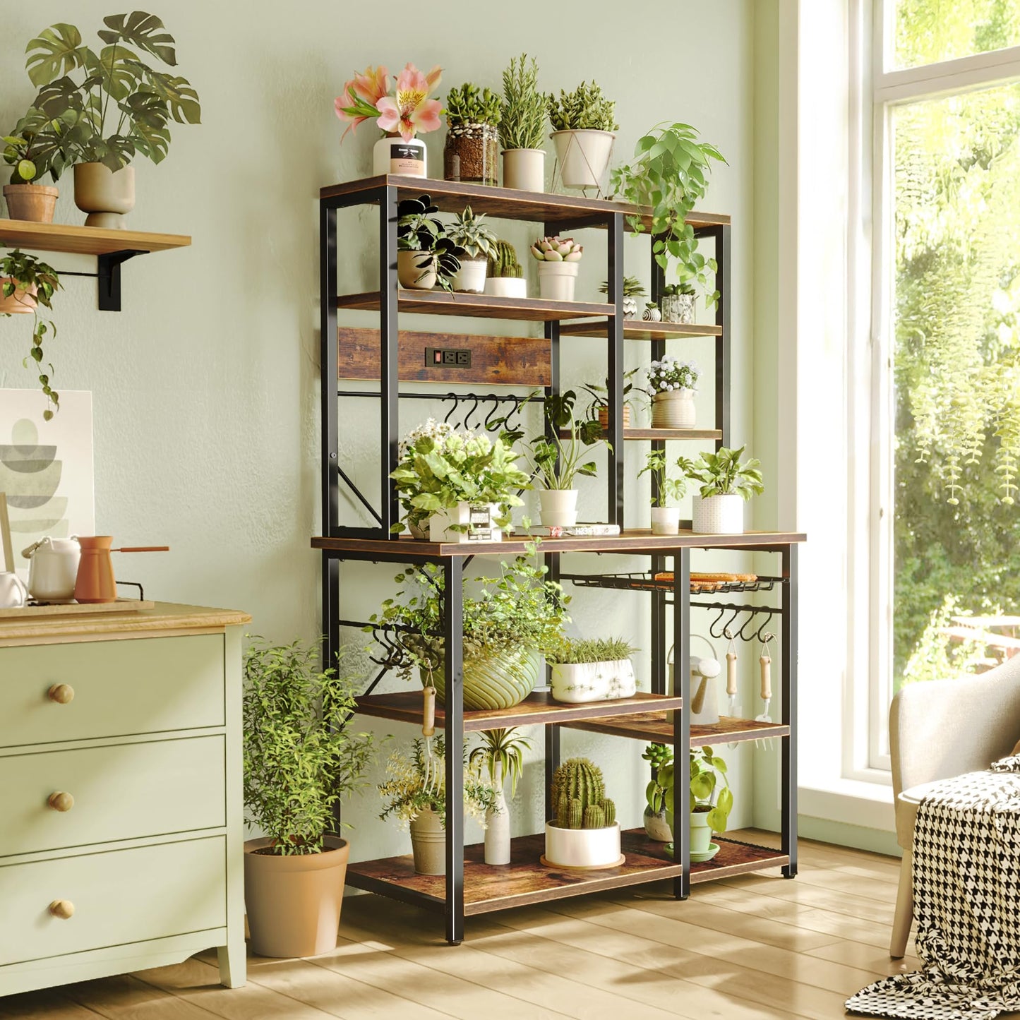 Large 6-Tier Bakers Rack with Power Outlets