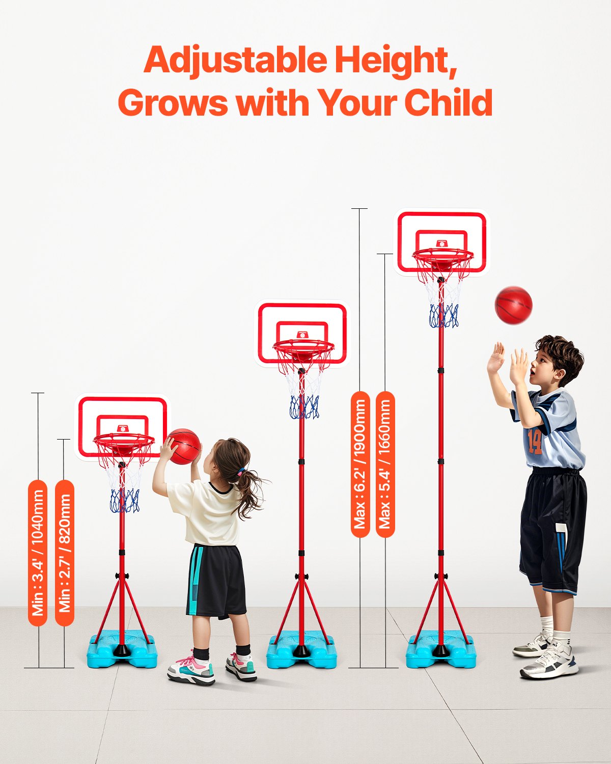 Kids Basketball Goal with Height Adjustment