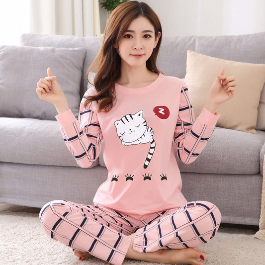 New spring, autumn and winter girls pajamas cartoon cute casual trousers long-sleeved home clothes suits one piece factory wholesale