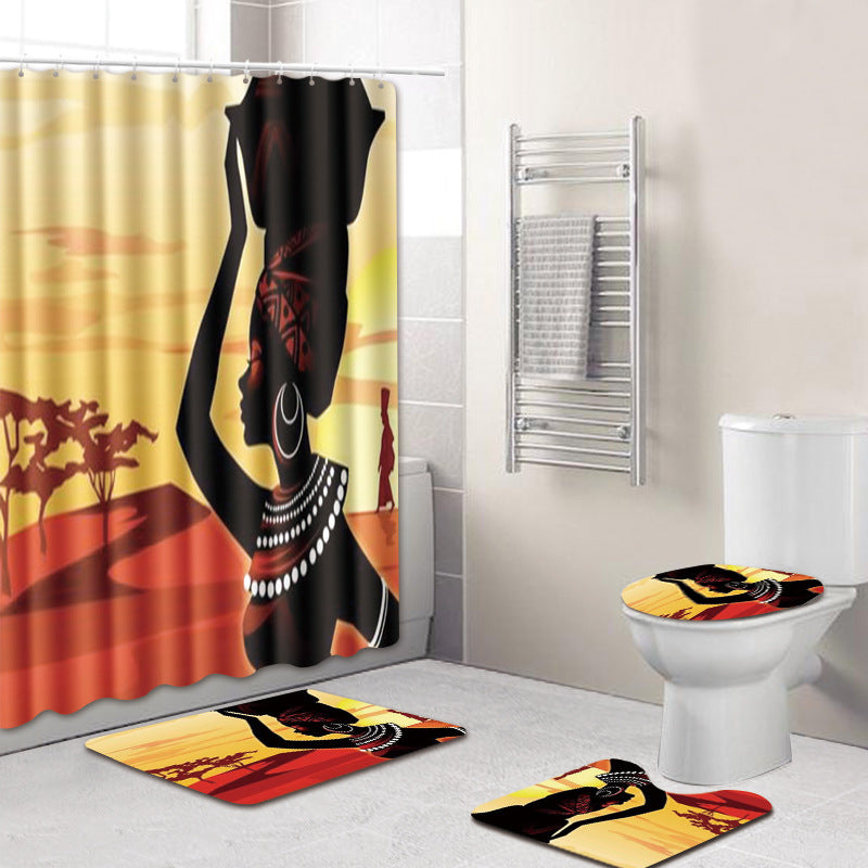 Shower curtain mat set