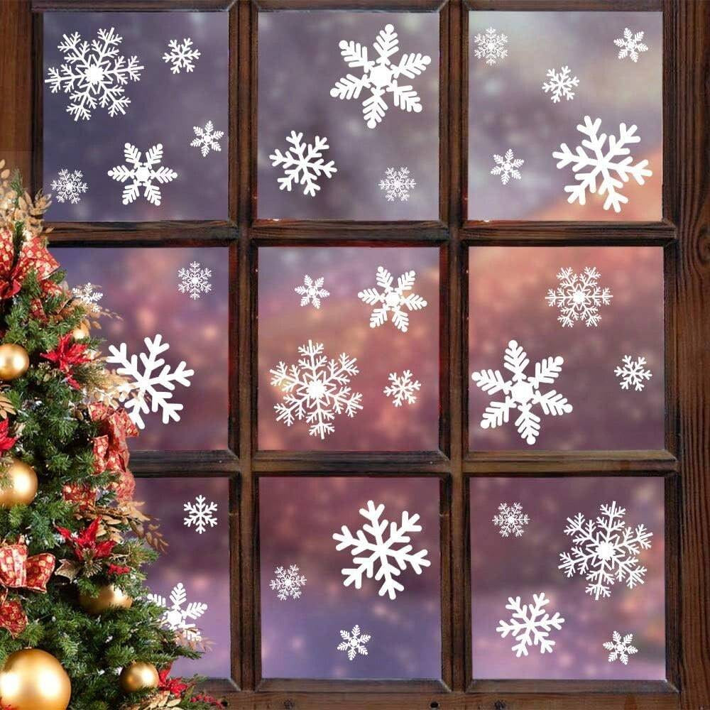 135Pcs Christmas Window Clings Snowflakes Decals