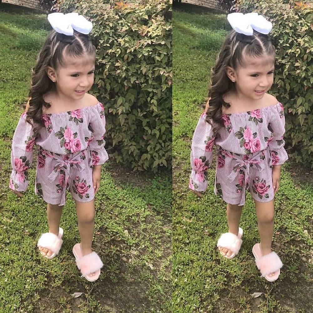 ins new rose flower print girls' jumpsuit baby clothes bowknot romper climbing jumpsuit jumpsuit