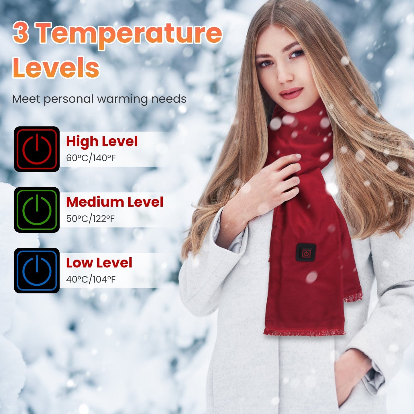1Pc Electric Heated Winter Scarf USB Heating Neck Wrap Unisex