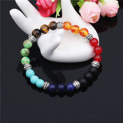 Natural Stone Colorful Chakra Energy Yoga Bracelet