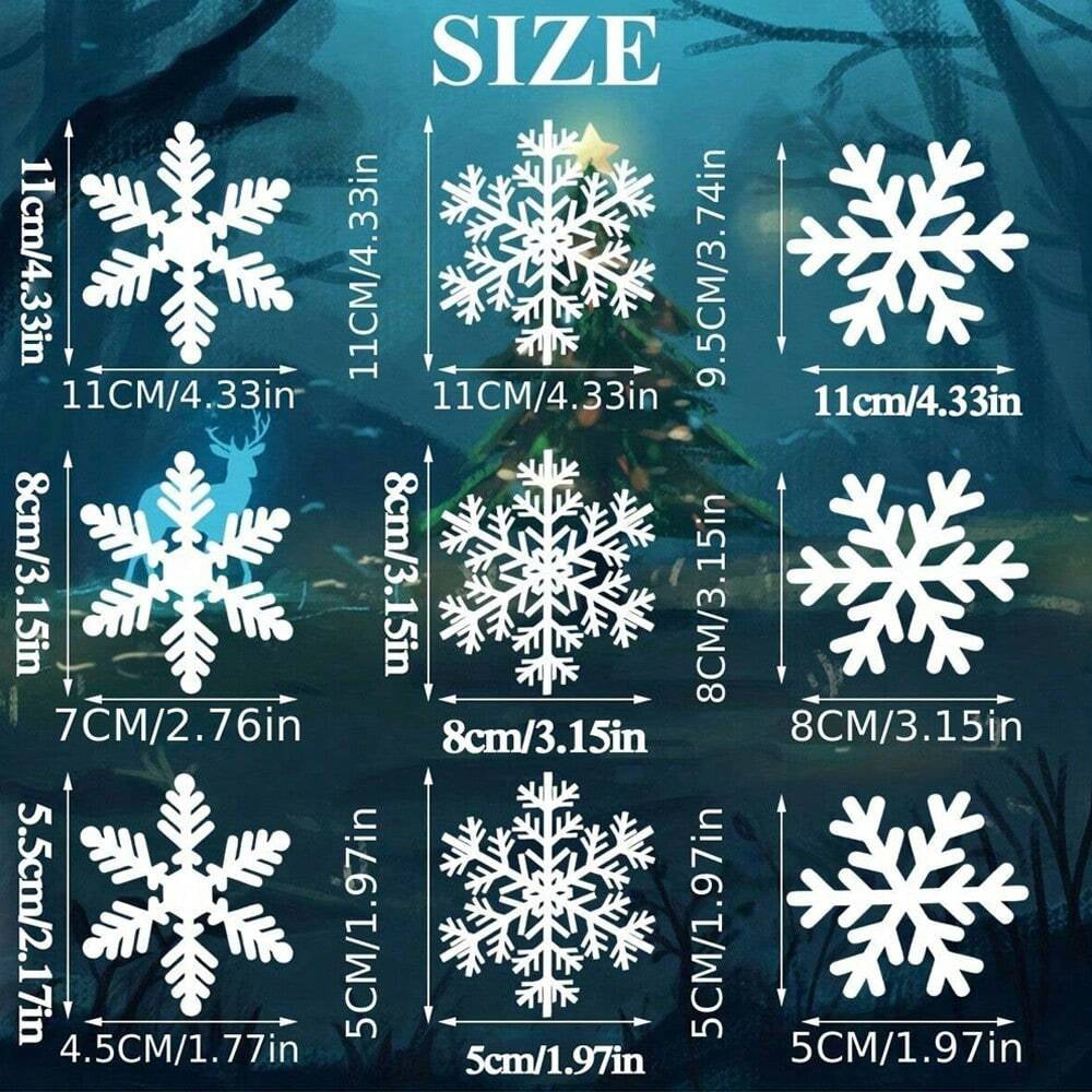135Pcs Christmas Window Clings Snowflakes Decals