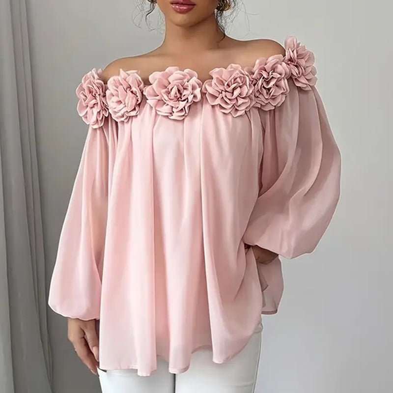 Women's 3D Floral Off Shoulder Blouse