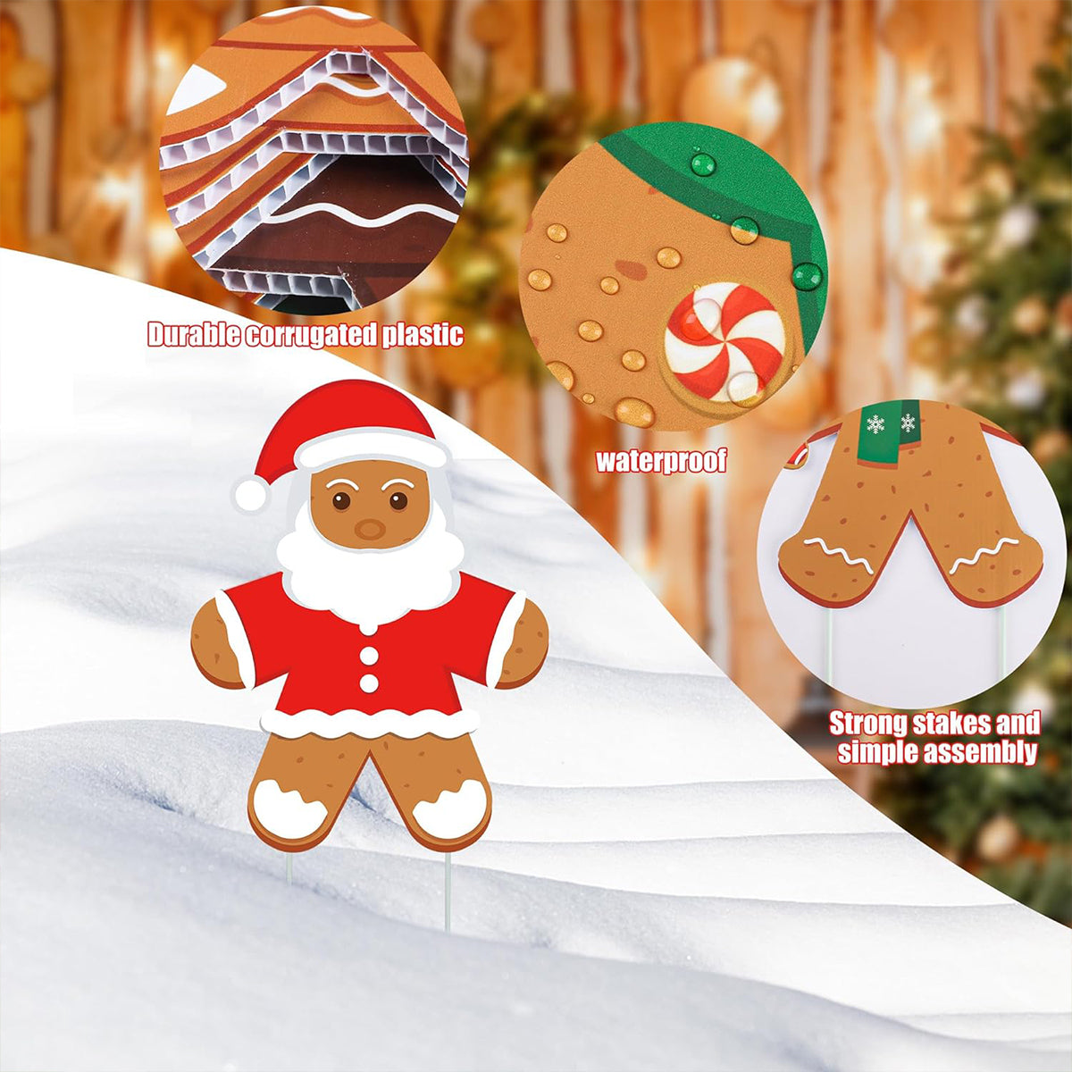 12 Pcs Christmas Gingerbread Man Yard Sign Waterproof