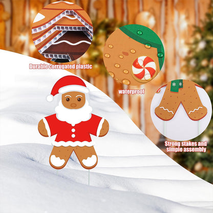 12 Pcs Christmas Gingerbread Man Yard Sign Waterproof