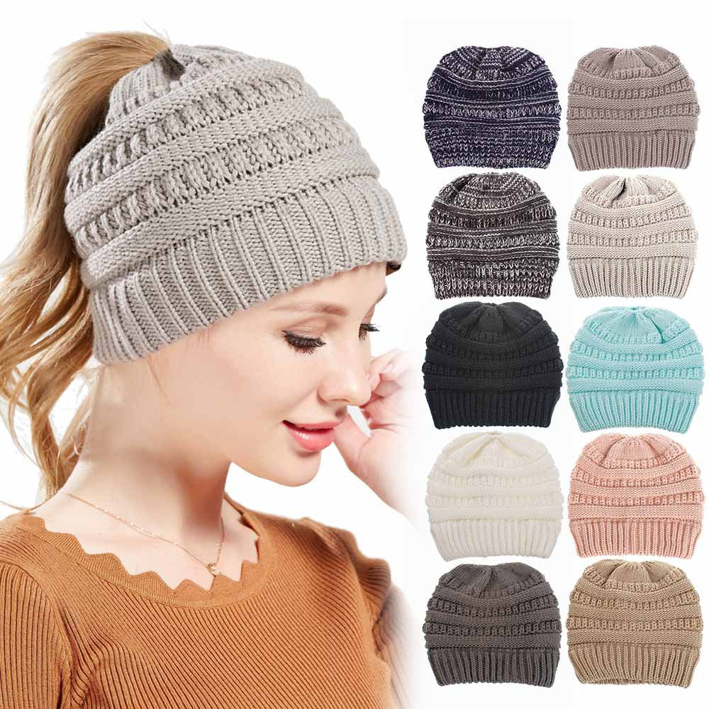 INS European and American women's hats, pure color woolen knit hats, non-labeled, multi-function wearing casual hats, men
