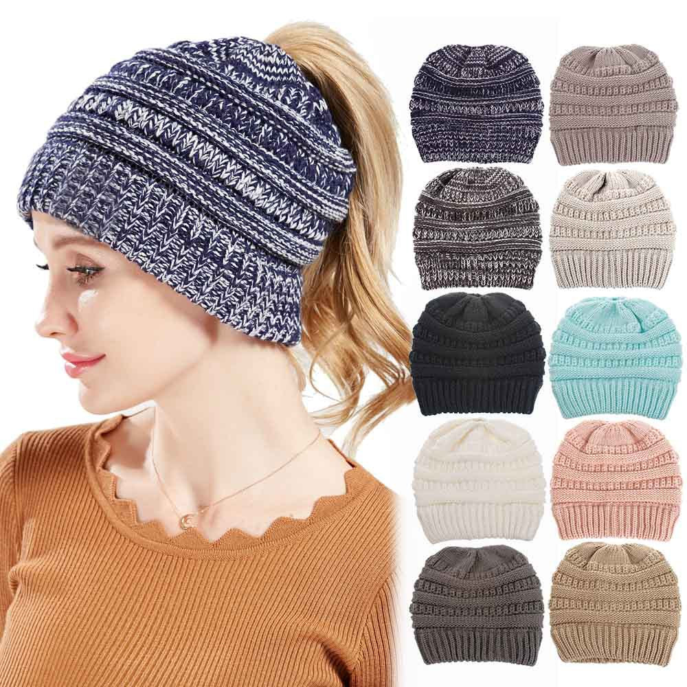 INS European and American women's hats, pure color woolen knit hats, non-labeled, multi-function wearing casual hats, men