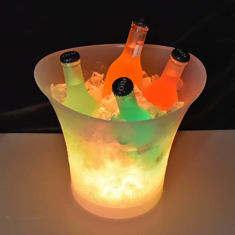 Special luminous ice bucket for bar KTV, waterproof frosted plastic bucket, colorful drop resistant LED ice bucket